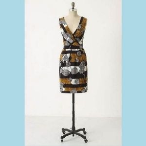 DELETTA Anthropologie Obscured Black Brown Dress